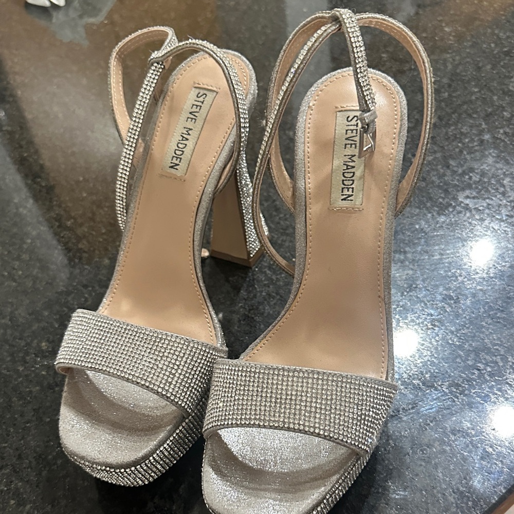 Steve Madden Glittering Silver Heels